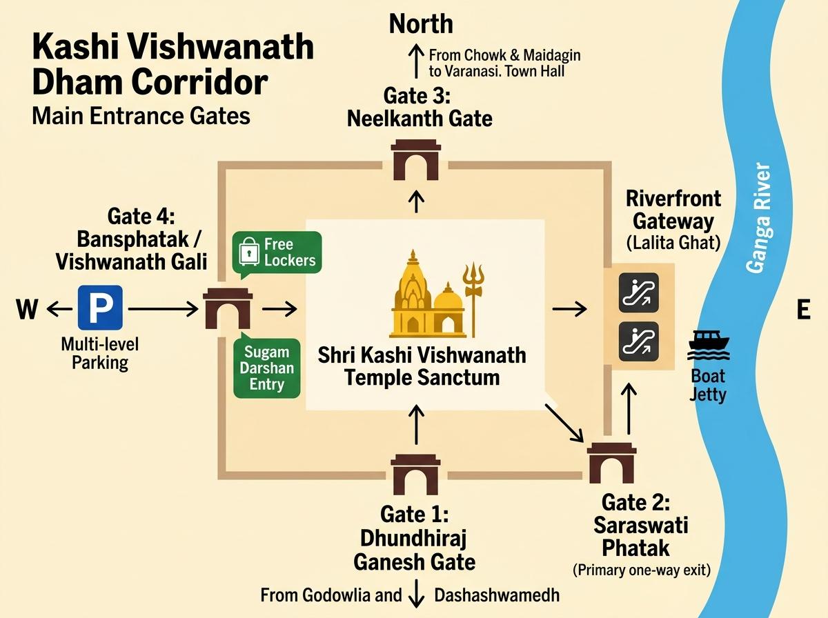 Kashi Vishwanath 4 Gates Map