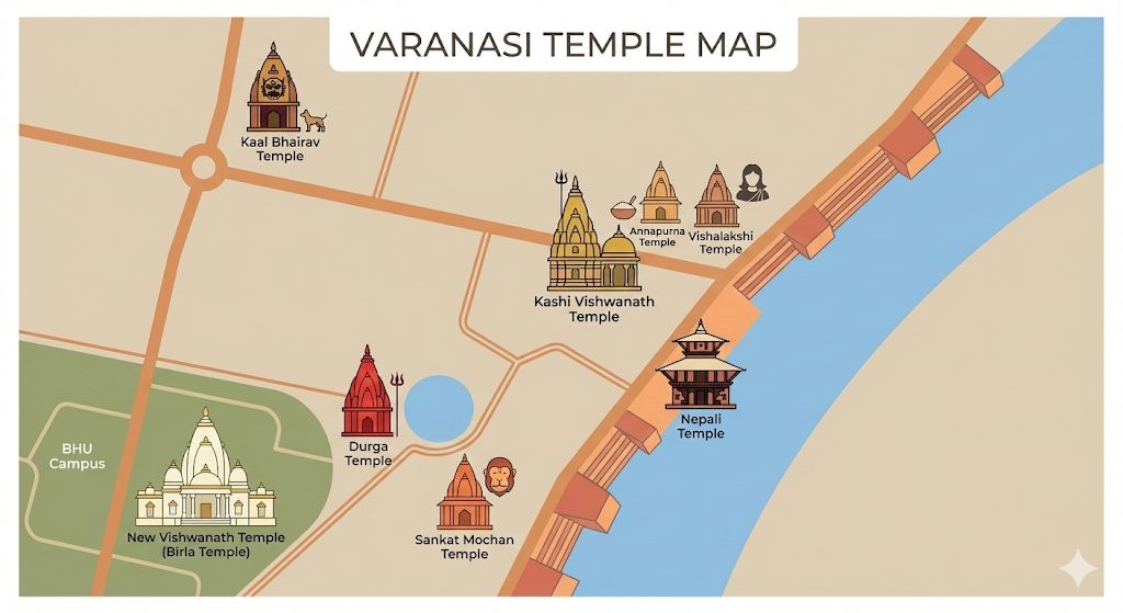 Varanasi Temple Map