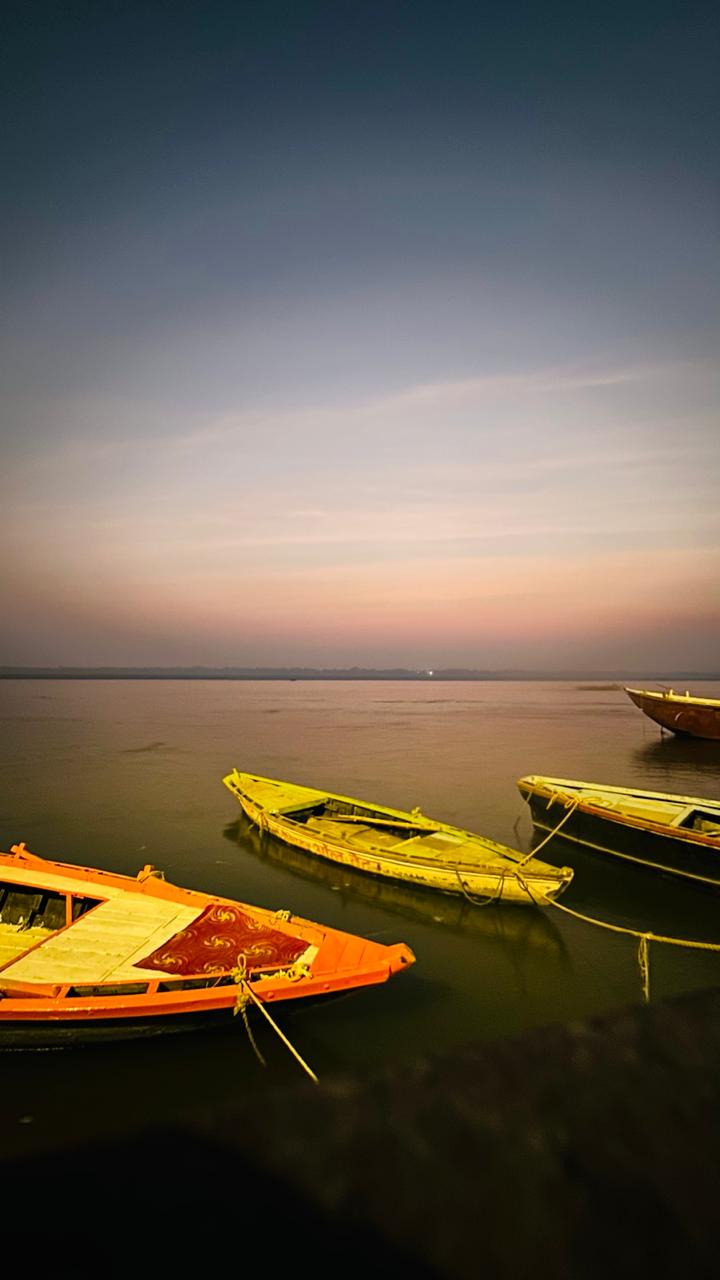 Dramatic monsoon clouds over the Ganga river.